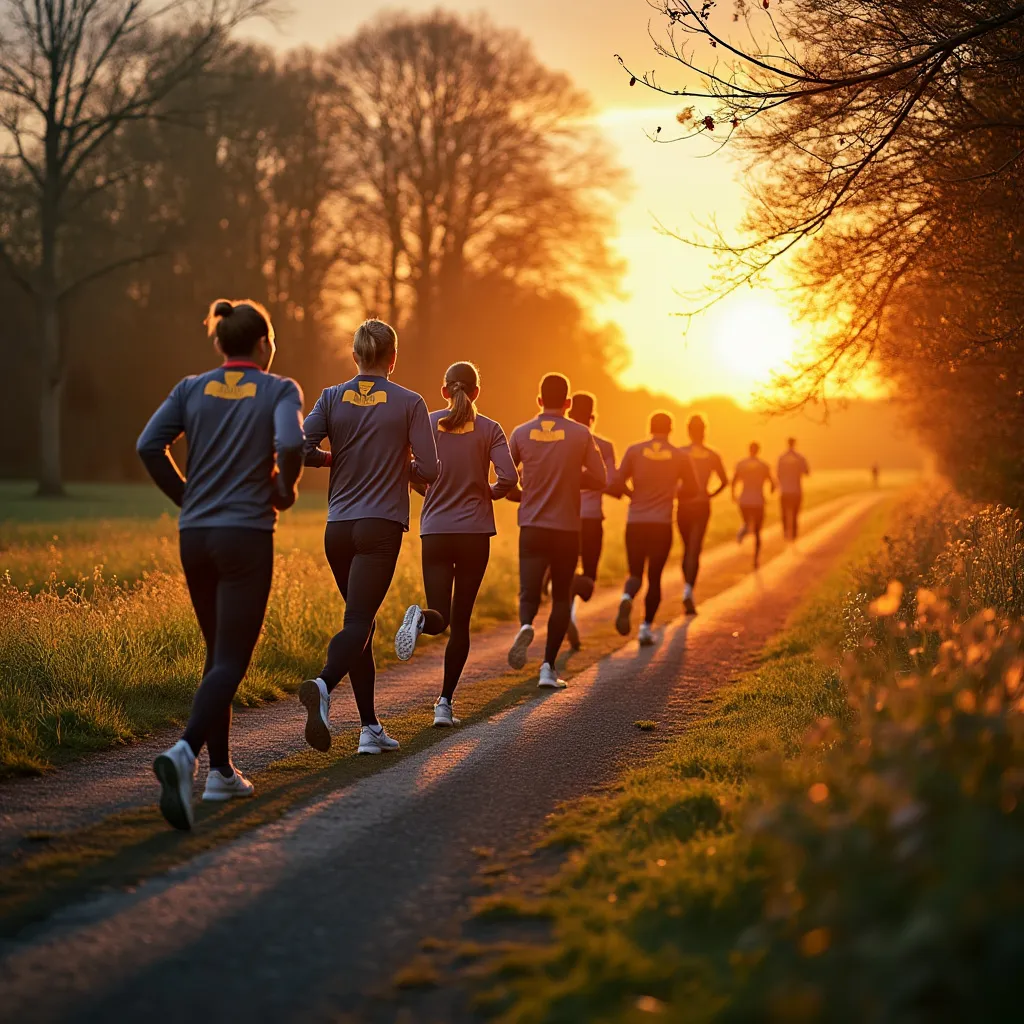 Sportovci běhající v přírodě v našich sportovních soupravách